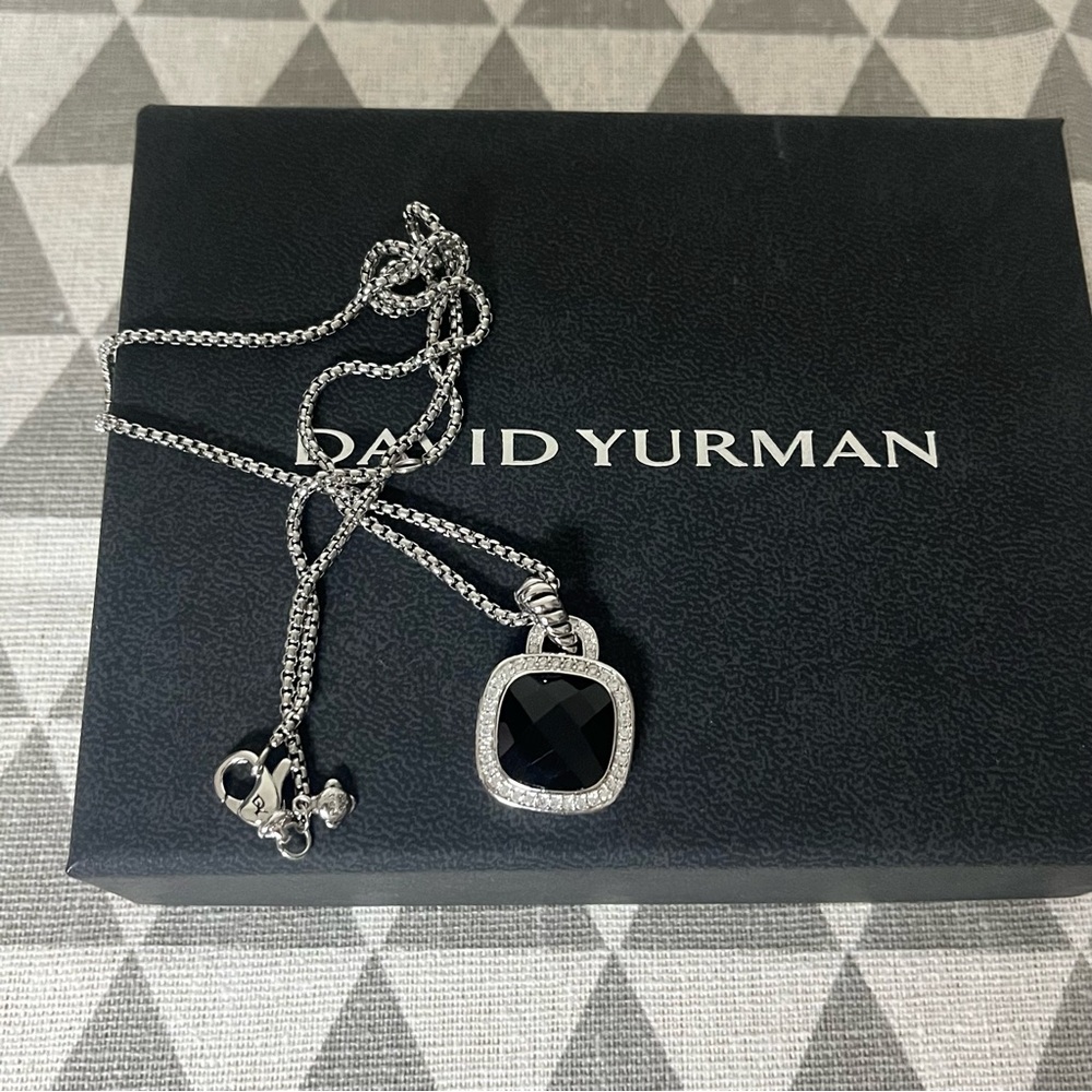 David Yurman Black Onyx Pavé Diamond Pendant Necklace - Silver - Picture 4 of 8